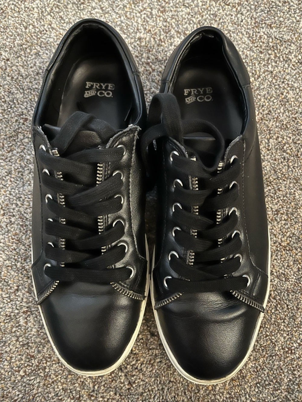 Frye Black Leather Low-Top Lace-Up Sneakers